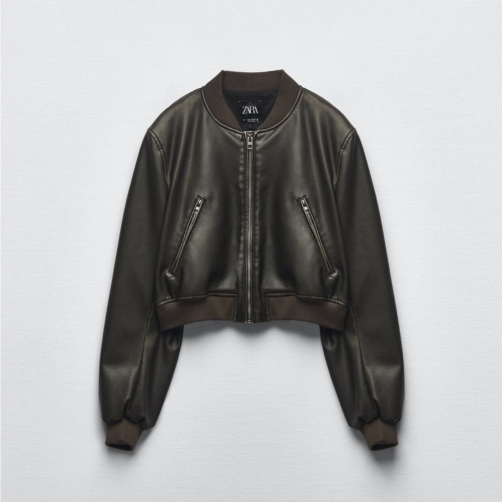 zara faux leather jacket, size small (4341/731)